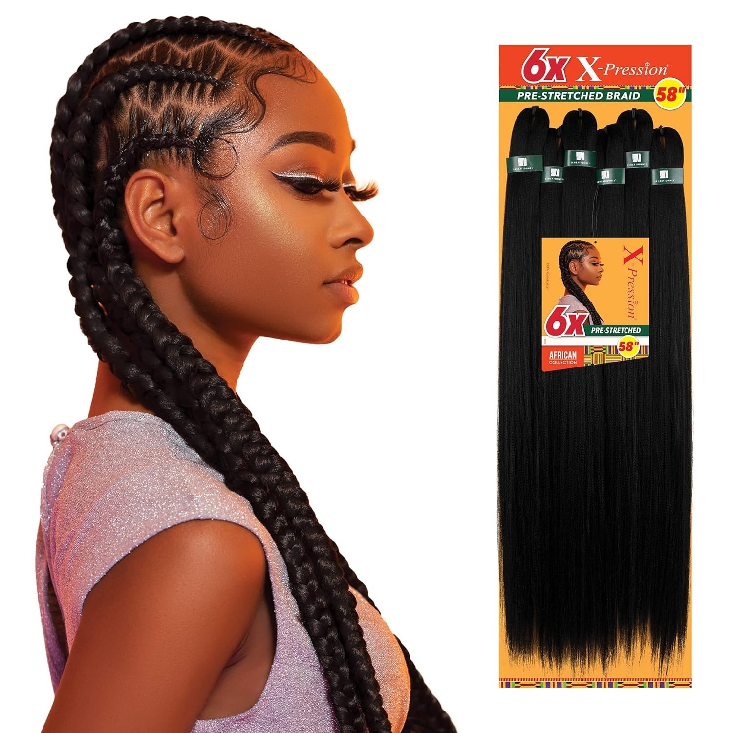 Versatile 58-inch Kanekalon Braid – Flame Retardant for Safe Braiding Styles