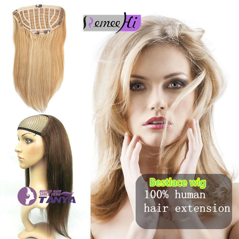 3/4 Half Wig 100% Real human hair Body wave human hair machine cap half wigs
