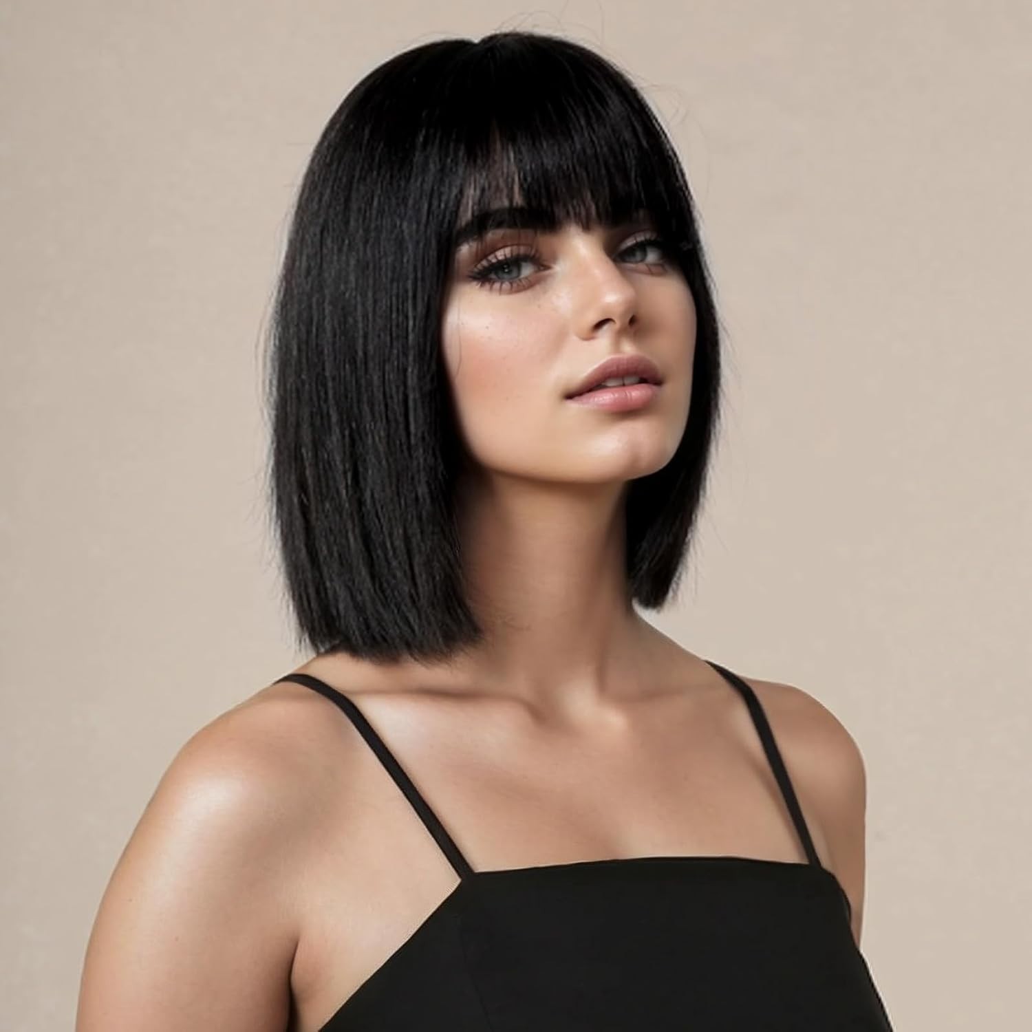 Straight Short Bob Wig with Bangs Human Hair Wigs with Bangs Bob Wig Human Hair