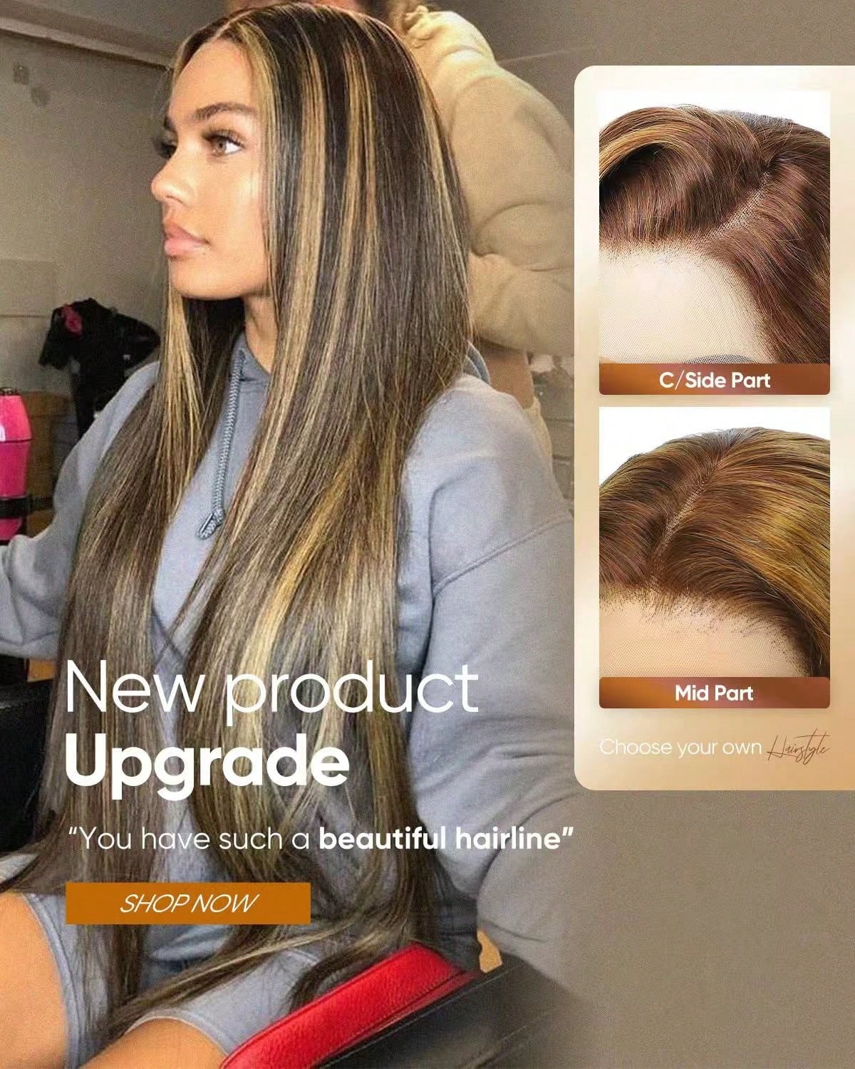 13×4 Straight 4/27 Honey Blonde 200% Density Transparent Lace Wigs