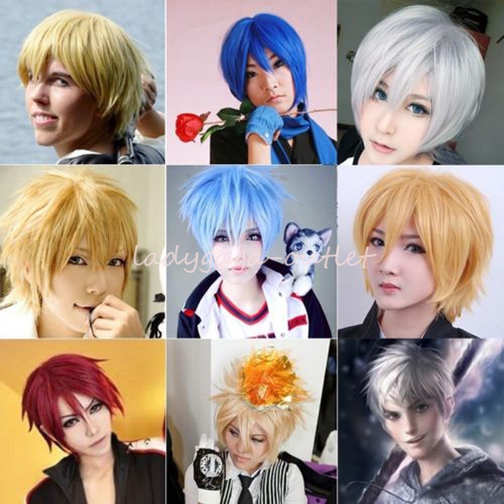 Unisex Cosplay Short Hair Wig Women Men Straight Halloween Party Costume Wigs US