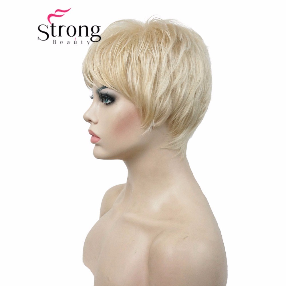 Super Short Layered and Spikey Blonde Black Shaggy Synthetic Wig Women Wigs