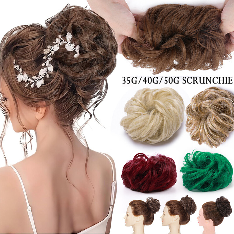 Curly Messy Bun Hair Piece Scrunchie Natural Updo Extensions Real as human THICK