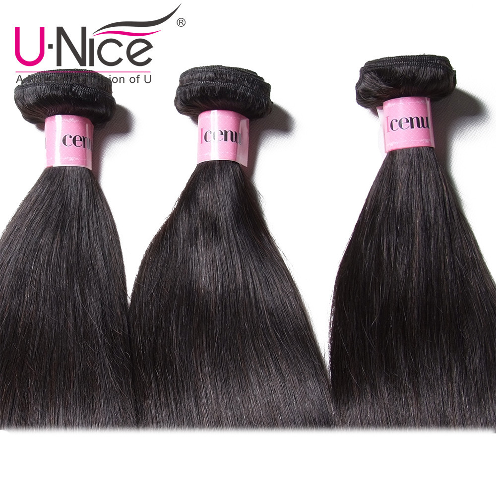 UNice Hair Indian Straight Human Hair Extensions Weaves 1-3 Bundles Weaves Wefts