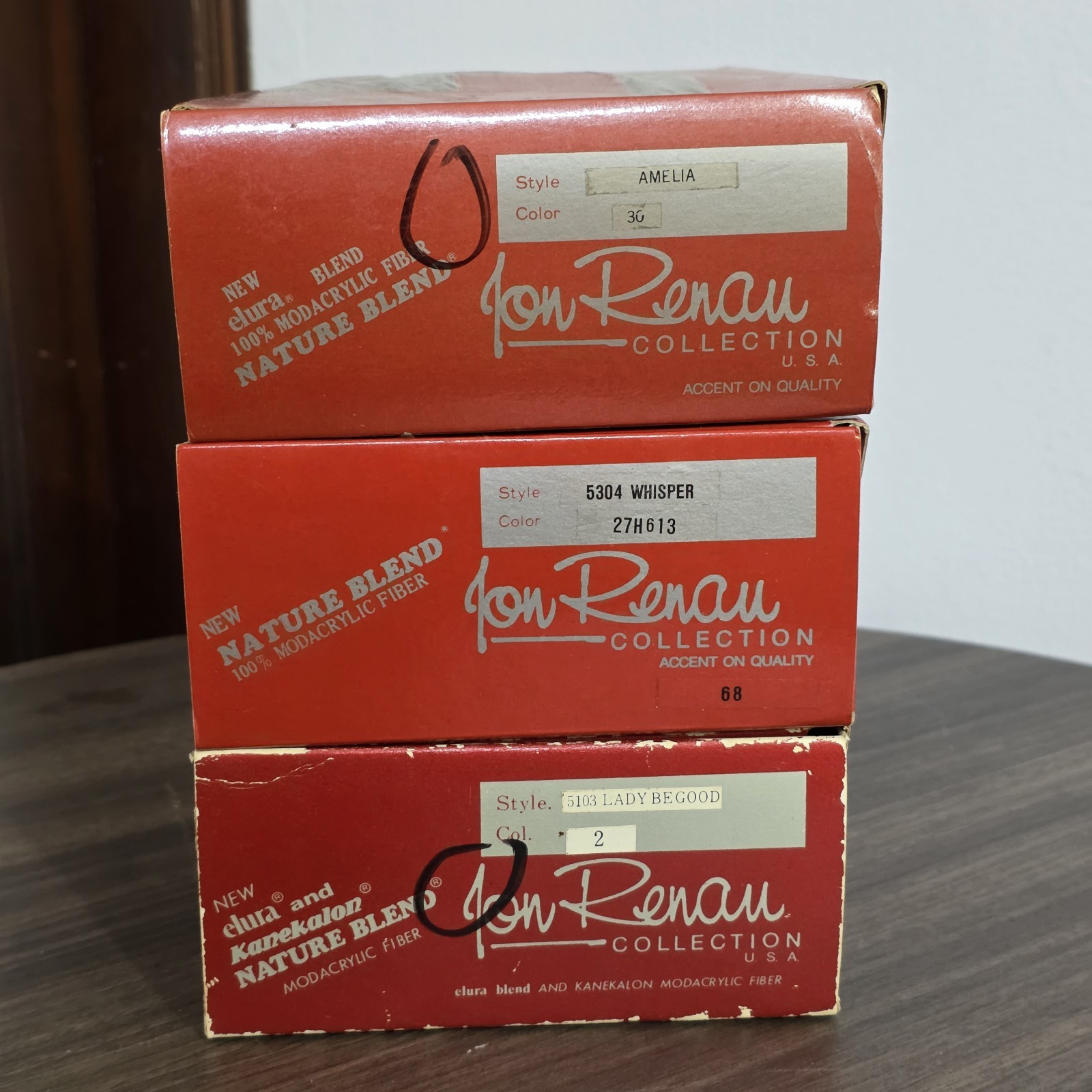 Lot of 15 Vintage Jon Renau Synthetic Wigs – Various Styles and Colors
