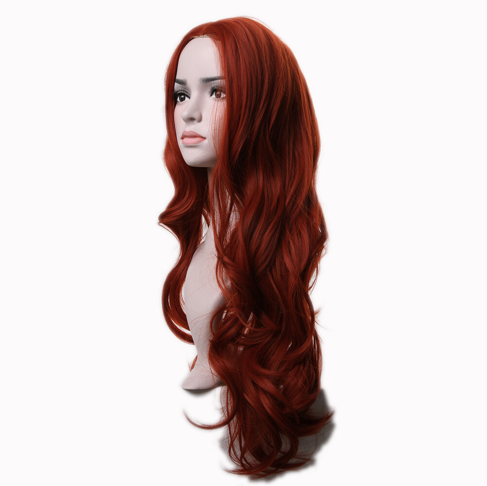 Long Wavy Curly Wigs Copper Red Full Wigs Synthetic Wigs Cosplay Party Halloween