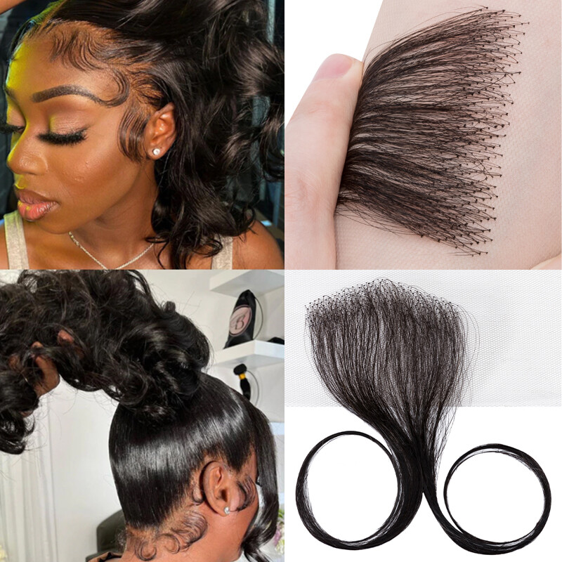 Virgin Human Hair Baby Hair Edges Strips Patch Piece for Black Women Hairline US