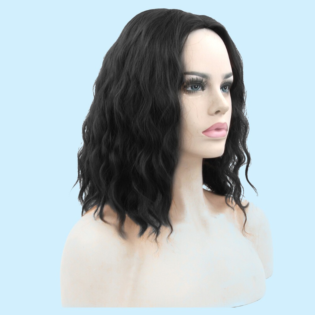 Short Black Curly Women Wig for Cosplay Party Halloween Hair Accessories