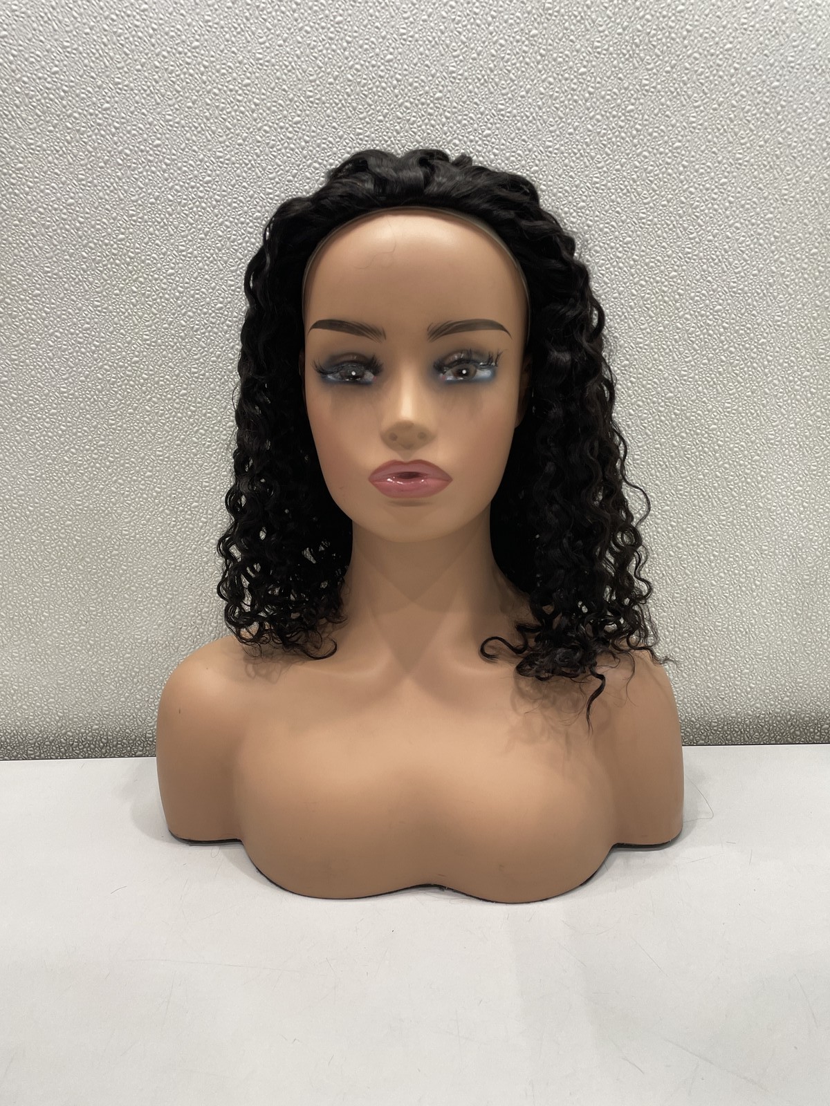 ISee Water Wave Natural Black Human Hair Half Wig 16″, Beginner Friendly