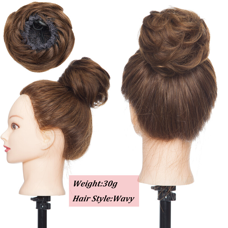 Pony Messy Bun Scrunchie Updo Chignon Remy Human Hair Piece Free Pressure Tail a
