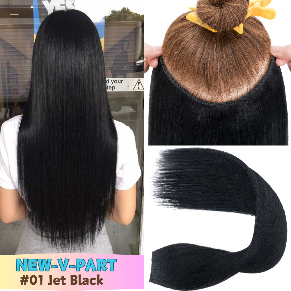 REAL Remy V-shaped Clip In 100% Human Hair Extensions Thick One Piece Full Head