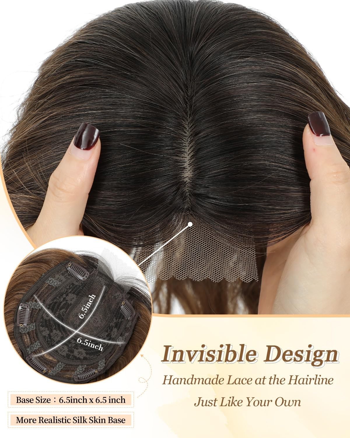 Caramel Blonde Ombre Highlights Dark Roots Long Wavy 16in Women Hair Topper