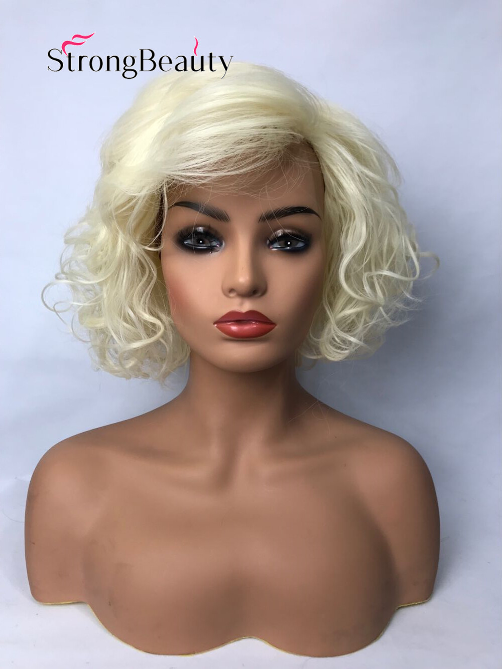 1920s Medium Platinum Blonde Color Curly Hairstyle Wig Synthetic Hair Women Wigs