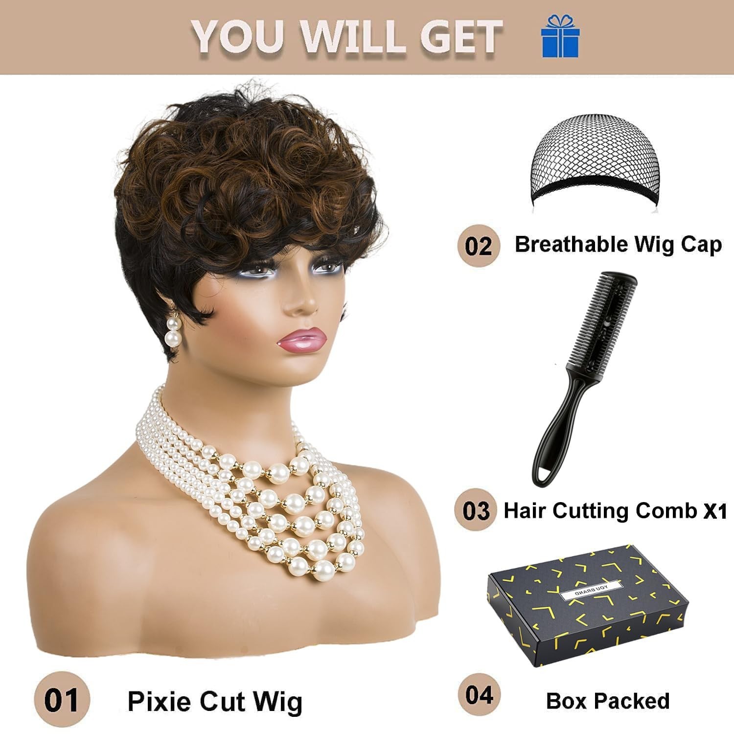 Versatile Pixie Cut Wig with Adjustable Straps – Auburn Ombre for Black Women