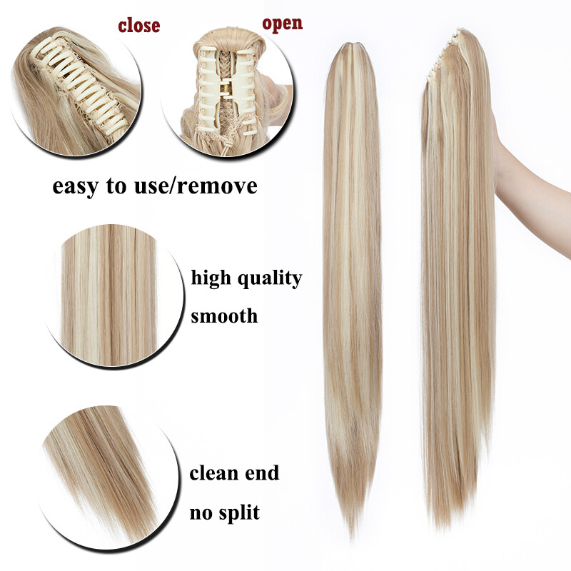 100% Thick Ponytail Hairpiece Claw Clip Long Wavy Curly Pony Tail Hair Extension