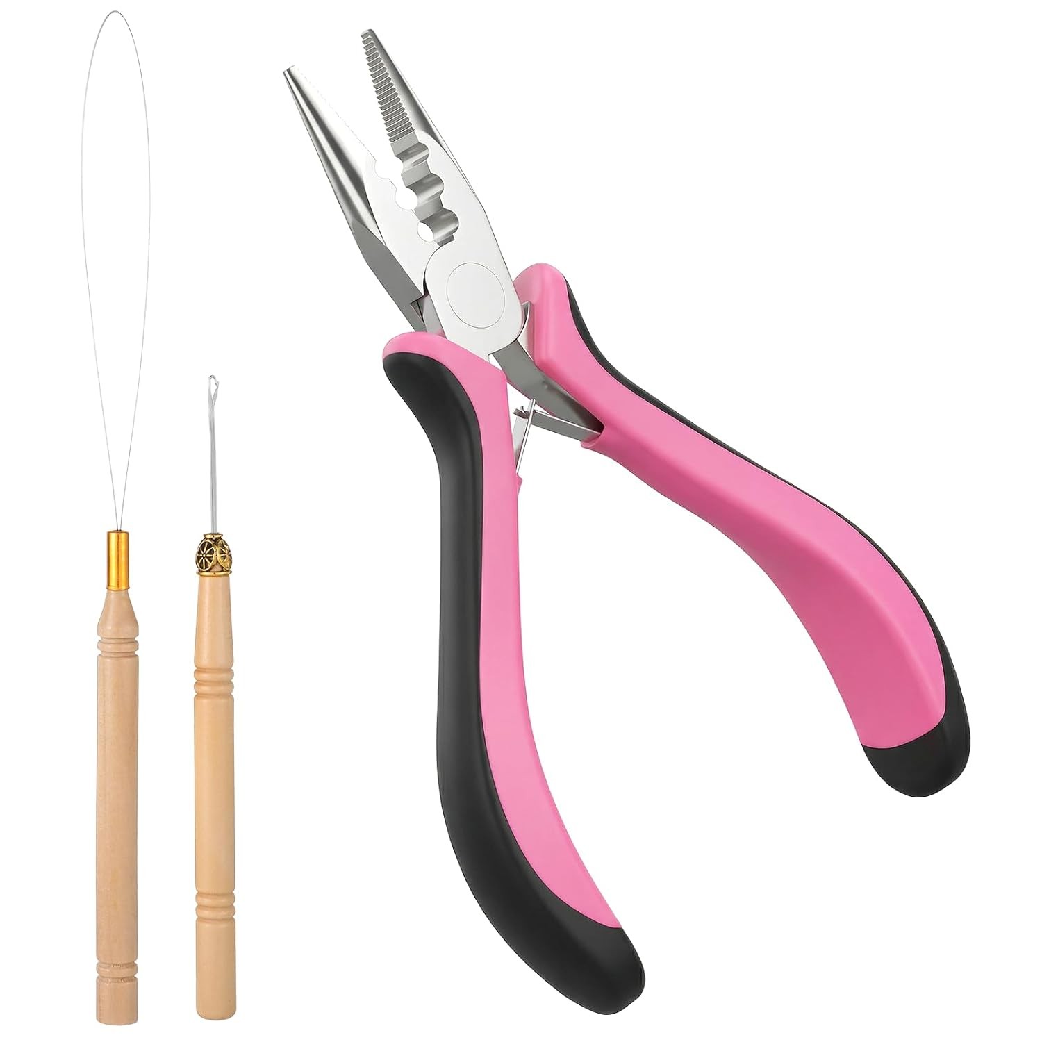 3 PCS Hair Extension Tools Kit, Microlinks Beads Pliers for Beads, Loop Needle