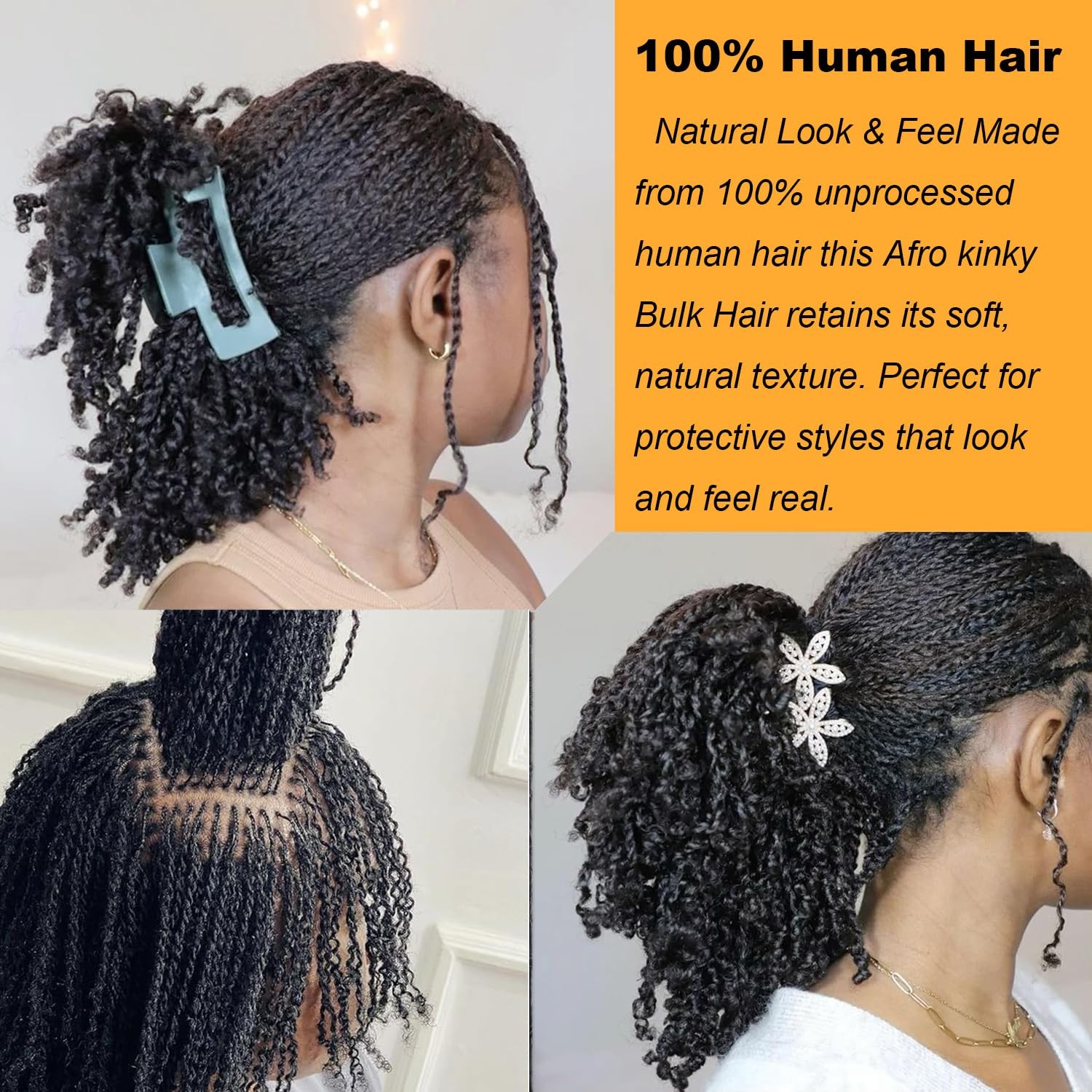 Ev&Et Evet Pre-Sretched Afro Kinkys Bulk Human Hair Human Hair For