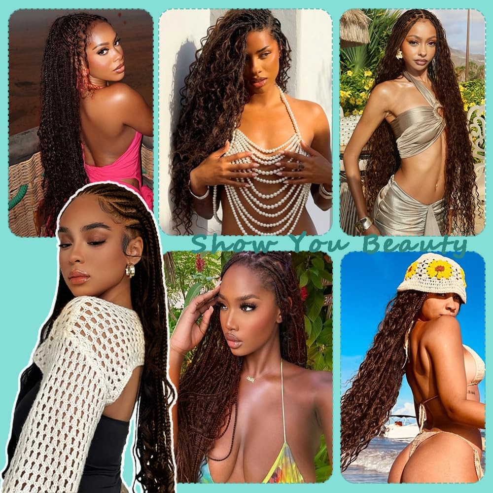 Gveoxvo Color 4 Boho Curly Human Hair Brown Braiding For Bohemian Braids
