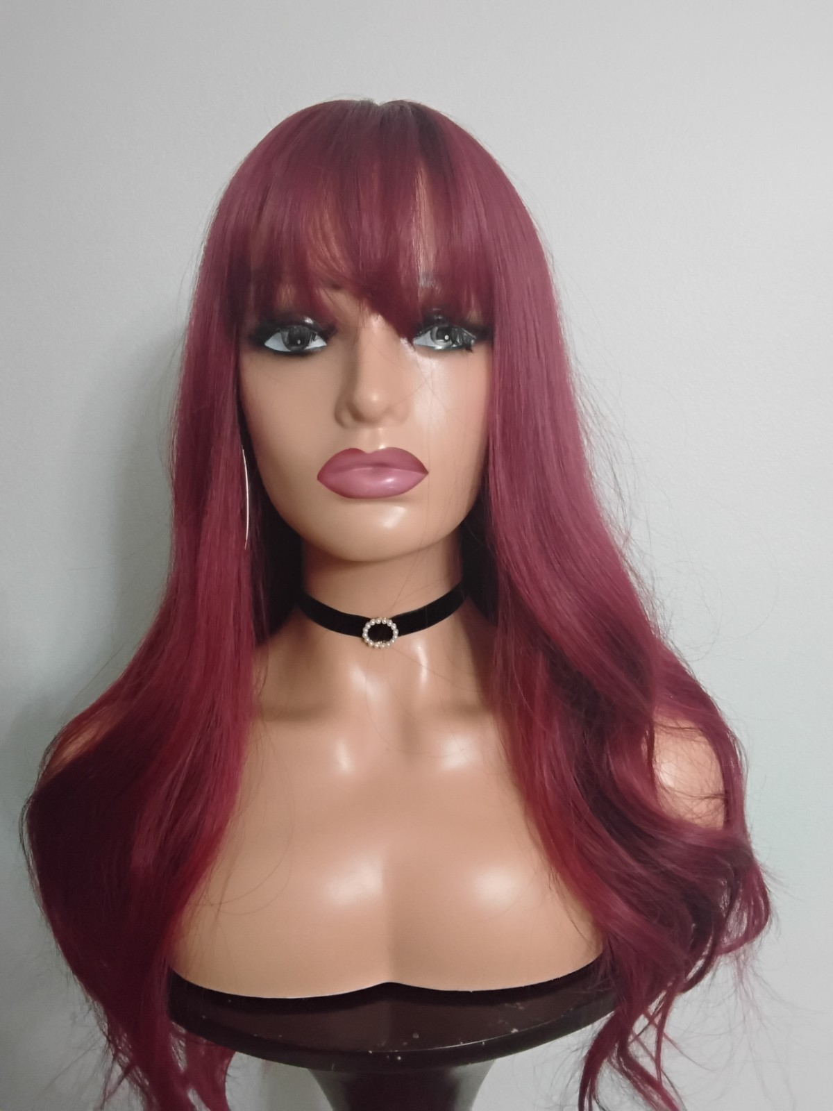Long Wavy Synthetic Fashion Wig with Bangs, Multi Colors, 21-30in, Center-Part