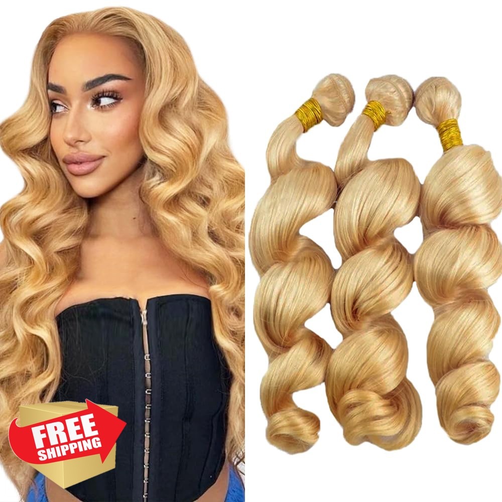 CrmBmod #27 24″ Blonde Loose Wave Bundles