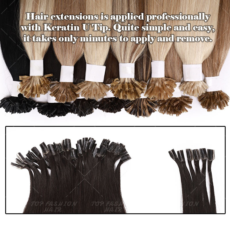 1G Pre Bonded Keratin Fusion Nail U Tip Glue Remy Human Hair Extensions 22″24″