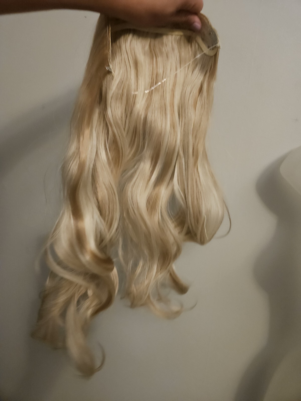 MIXED WAVY BLONDE Hairpiece Invisible Wire Hair Extension Honey Golden Blonde