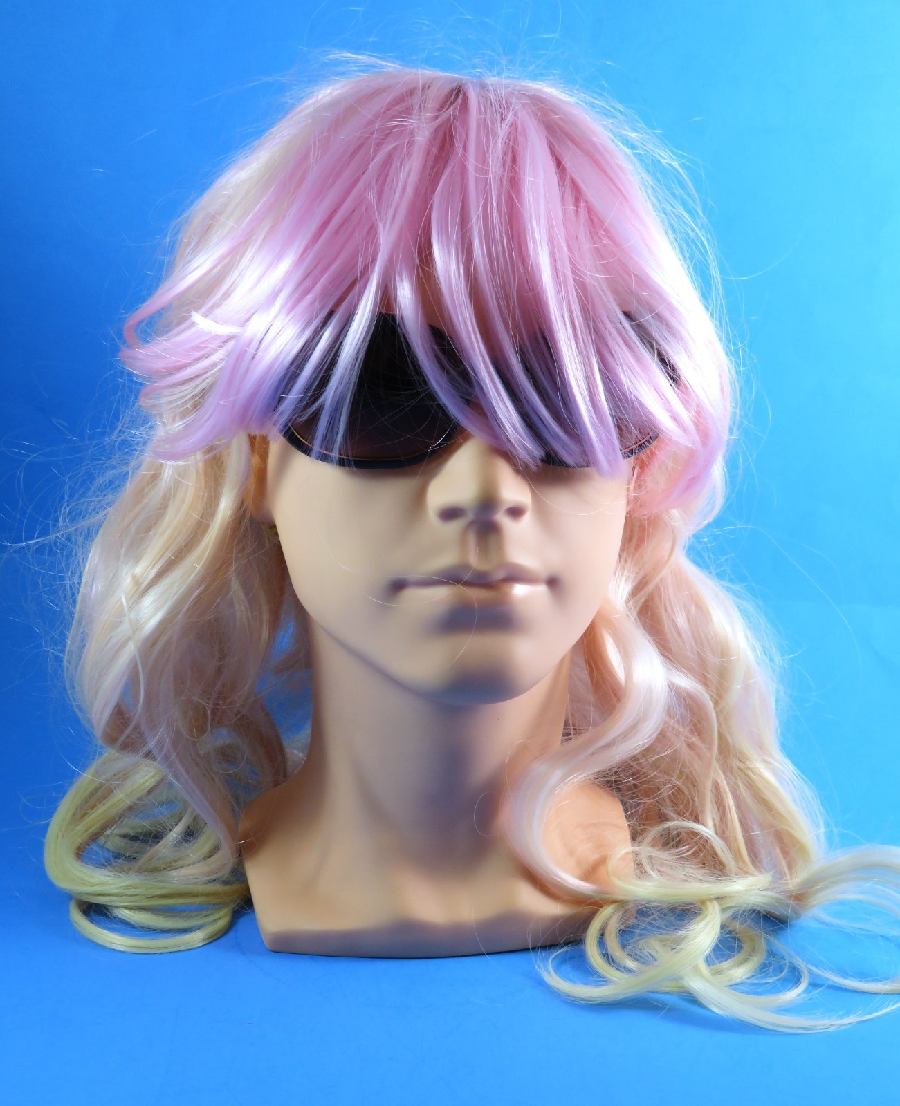 Long Wavy Wig Synthetic Balayage Pale Pink Blonde Hook Adjustments Lace Front