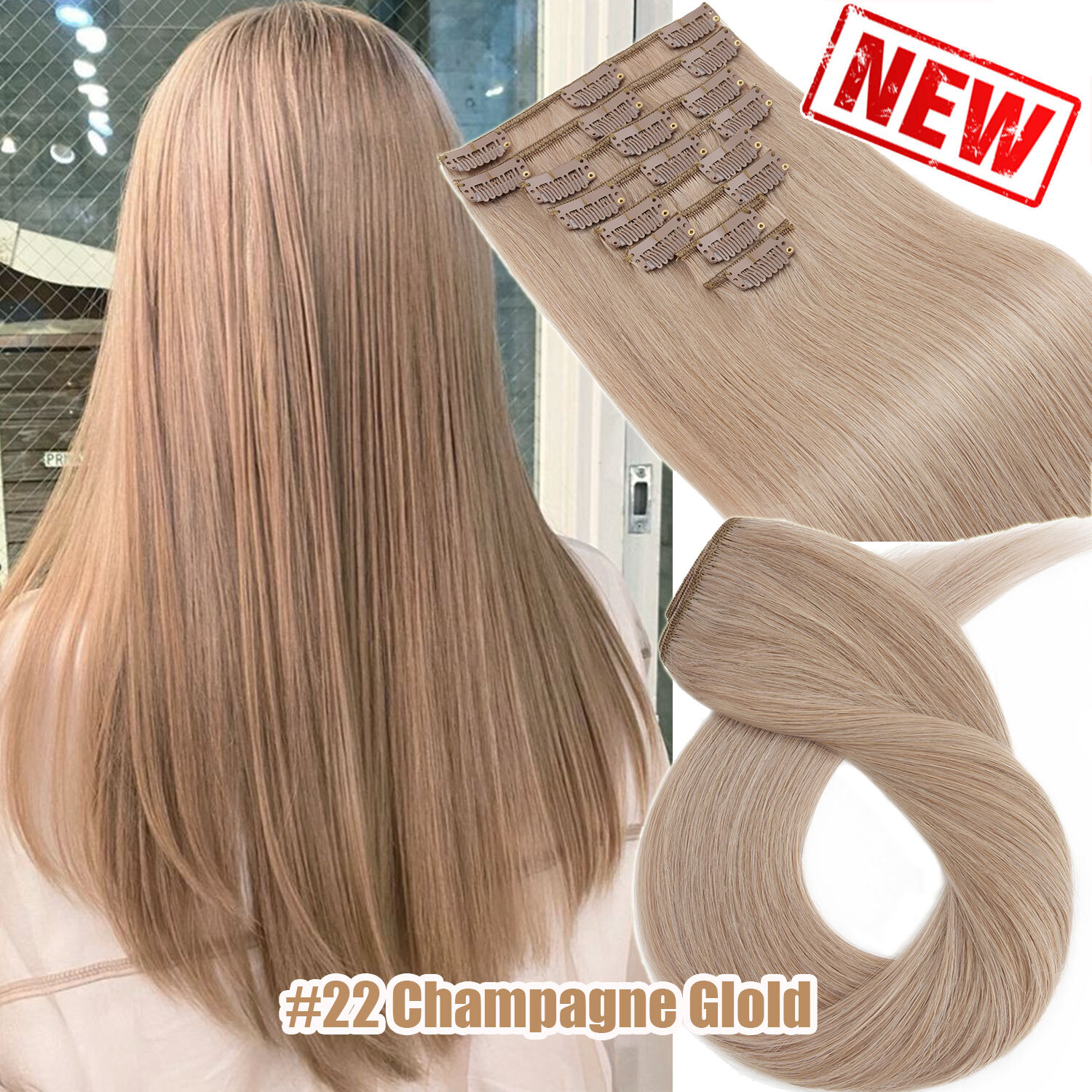 Balayage Clip In Human Hair Extensions 100%Real Remy Hair Full Head US CLEARANCE