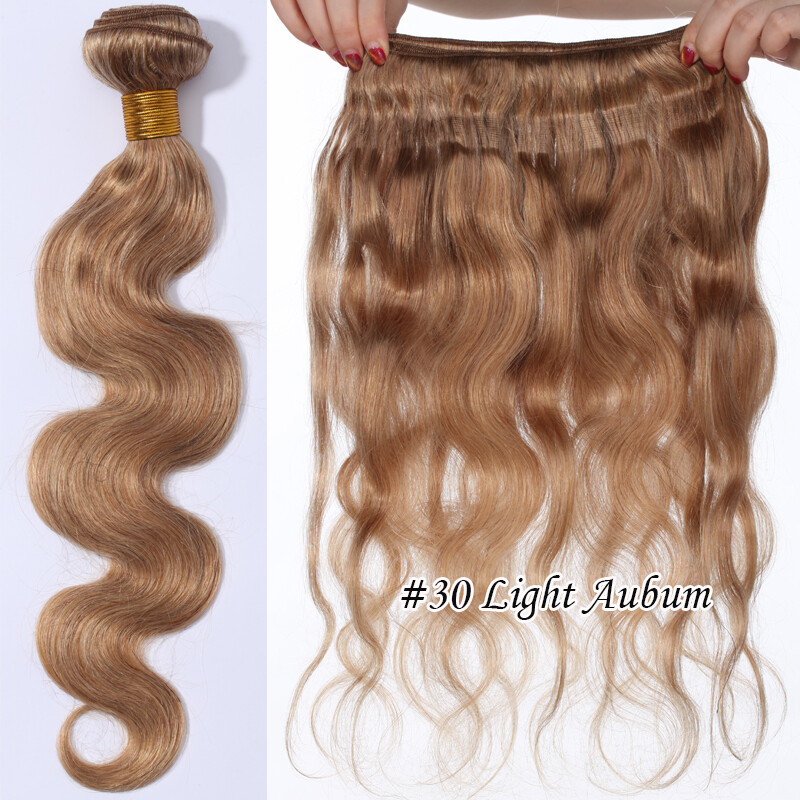 Wavy Weaving Weft Indian Virgin Human Hair Extensions 3 Bundles /300G Brown Long