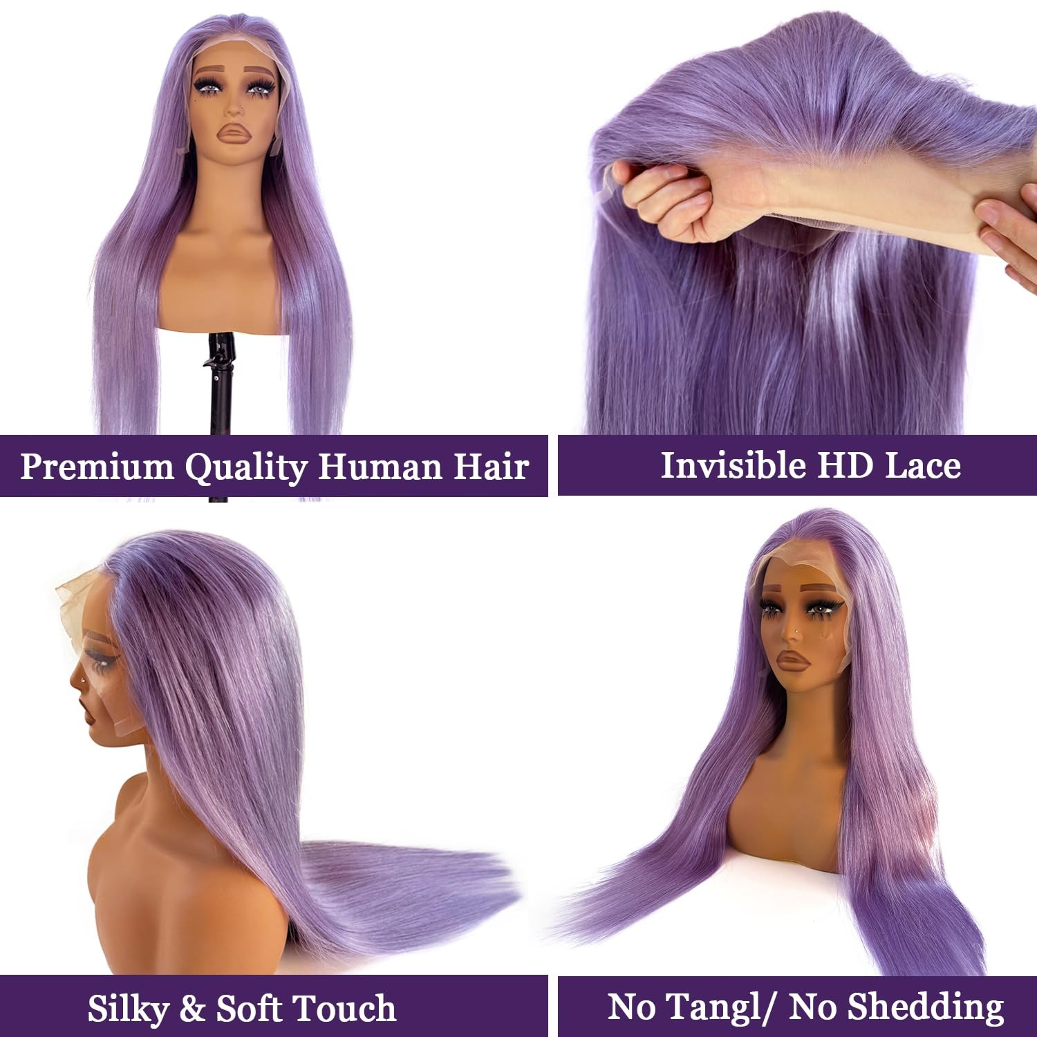 Ubetta Lilac Purple Wig Human Hair 13X6 Lace Front Wigs Human Hair Glueless