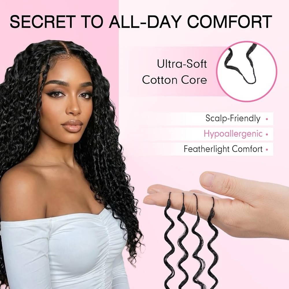Miracle Knots Feather Crochet Hair (Jerry Curl) – 14″ Hand-Tied Synthetic