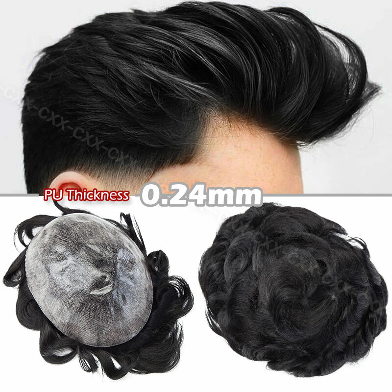 Invisible Hair Replacement System Ultra Thin Skin Toupee Hairpiece Men 0.08 Full
