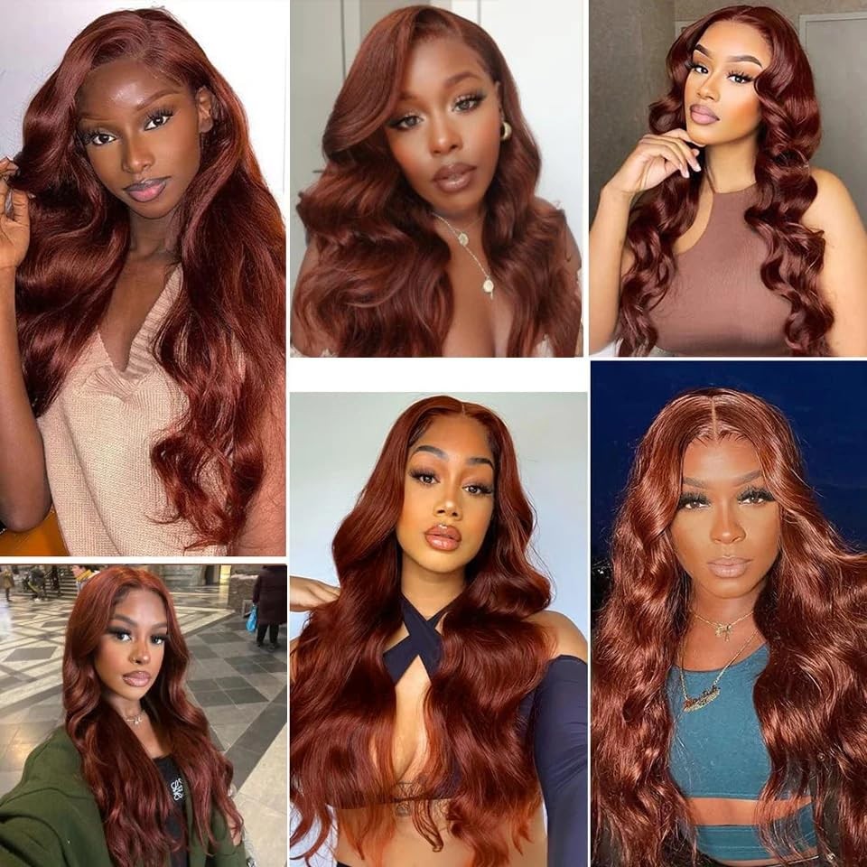 Zevpiul Color 33 Bundles Human Hair Reddish Brown Body Wave 3 Bundles 28 30 32