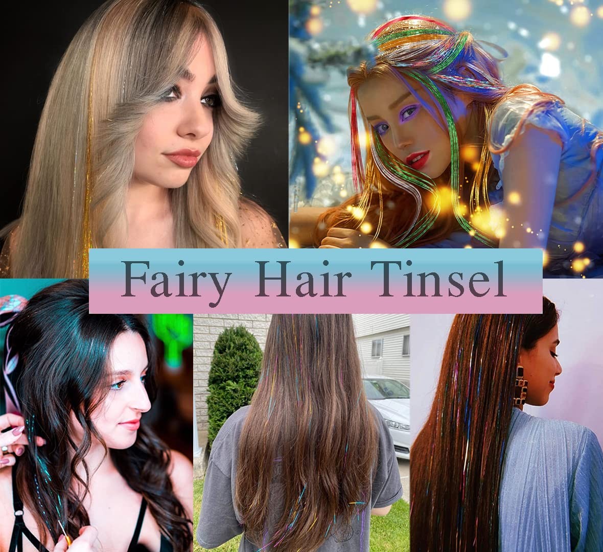 Hair Tinsel Kit With Tool 8600 48 Inch (Pack of 12), 20 Colors-8600 Strands
