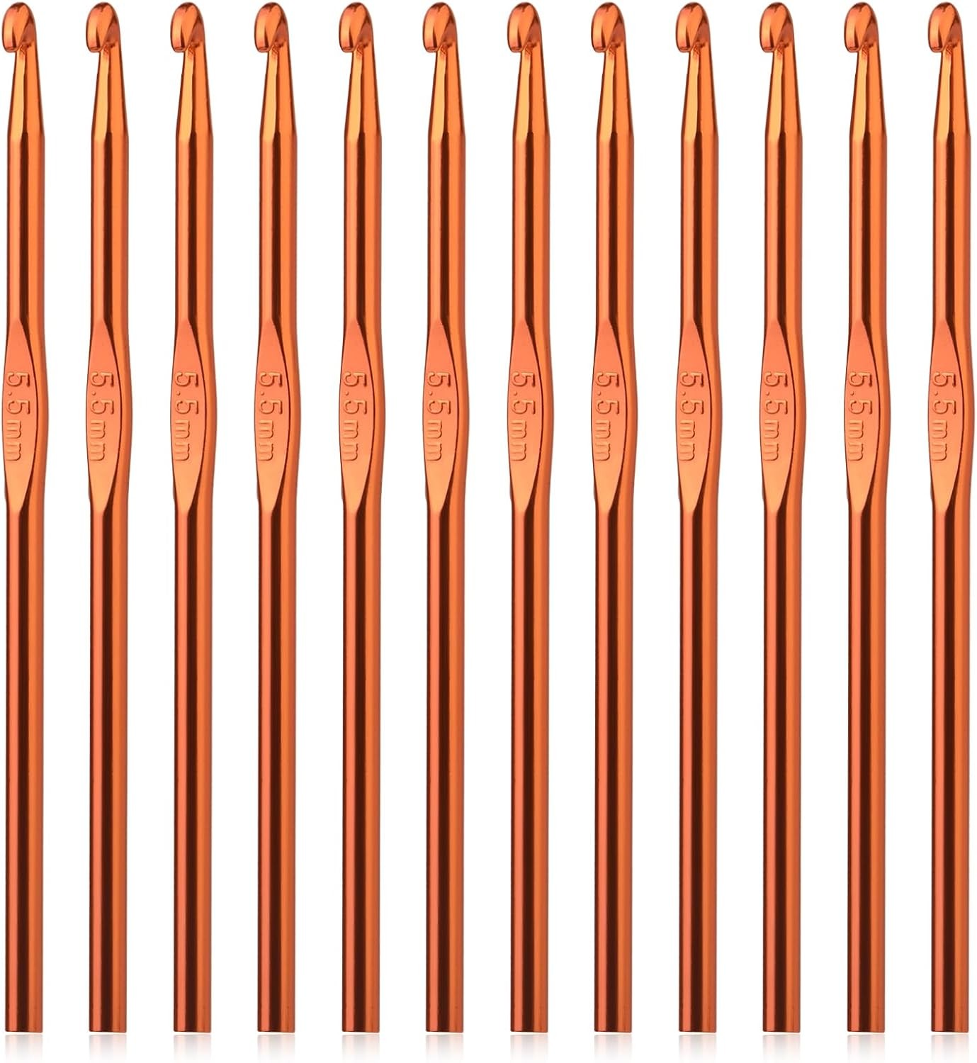 UzecPk 12PCS 5.5mm Aluminum Crochet Hooks, Size I (Size 9) 5.5 mm, orange