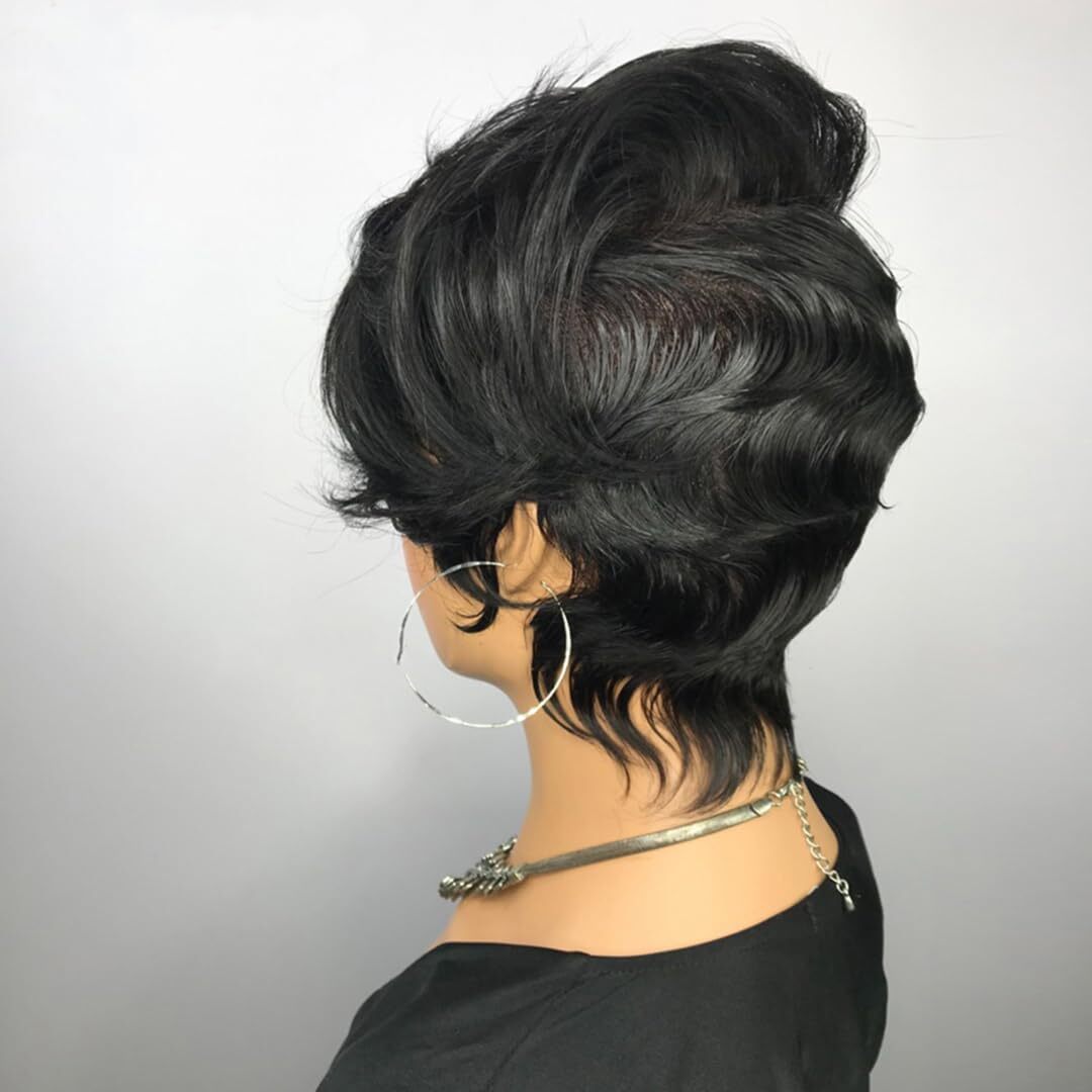 Fashion Pixie Cut Wigs for Women Loose Deep Wave Finger Wave 100% Human Hair Wig