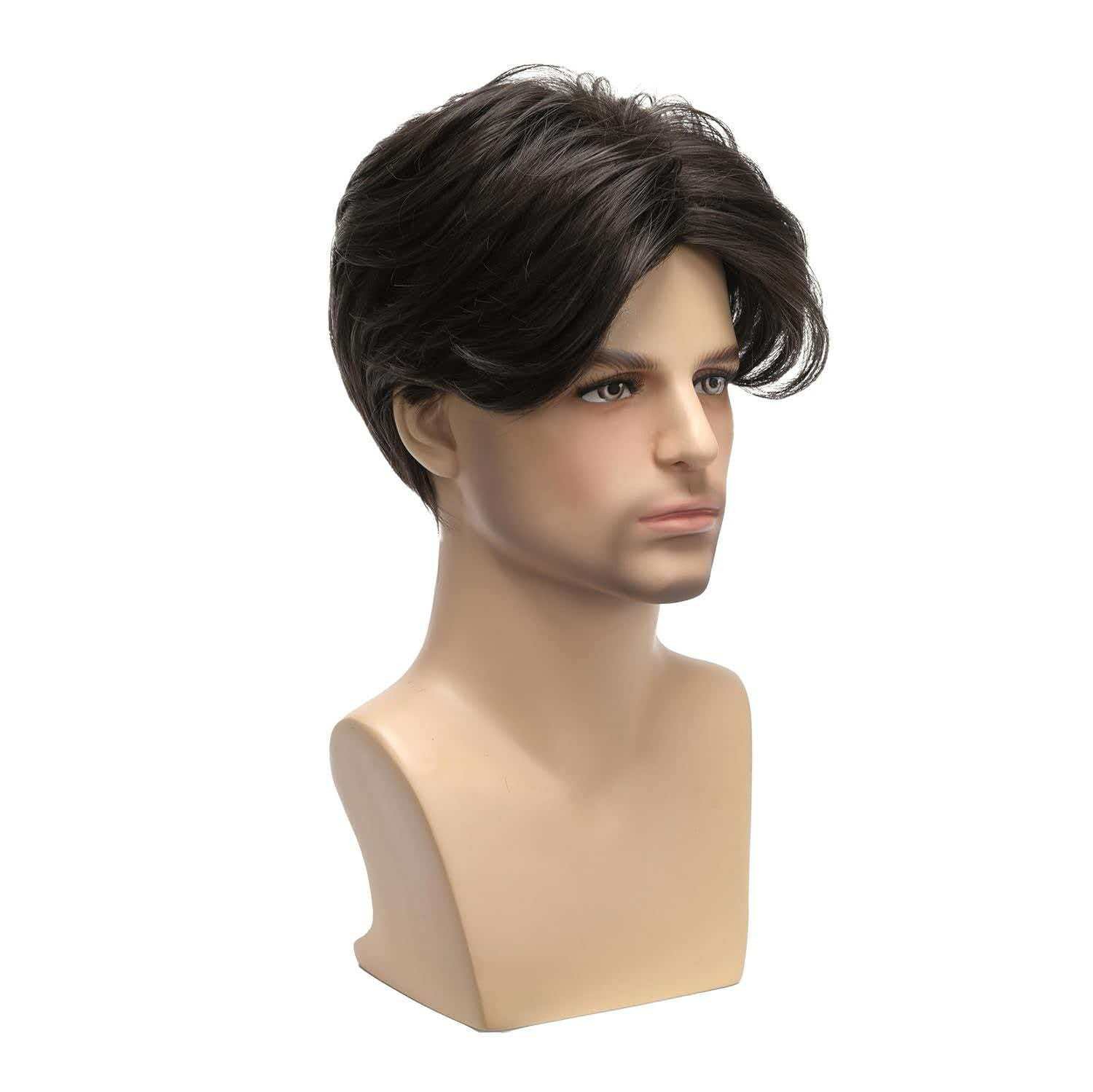 Men’s 6in Short Brown Wig Full Cosplay Synthetic Heat Resistant Halloween Party