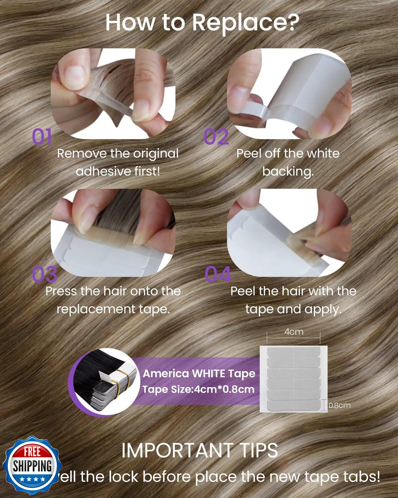 LaaVoo Tape in Hair Extensions Human Hair Balayage Hair Extensions Tape in Li