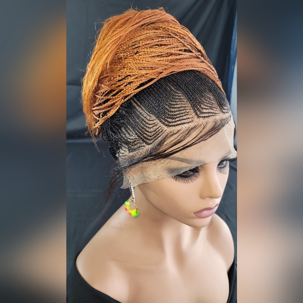 Braided Wig Micro Braids Black #350 Ombre Lace Front Glueless 54″ Extra Long NWT