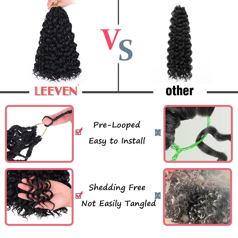 Gogo Curl Crochet Hair 10 Inch 8 Packs Black Ocean Wave Crochet Hair Pre Looped