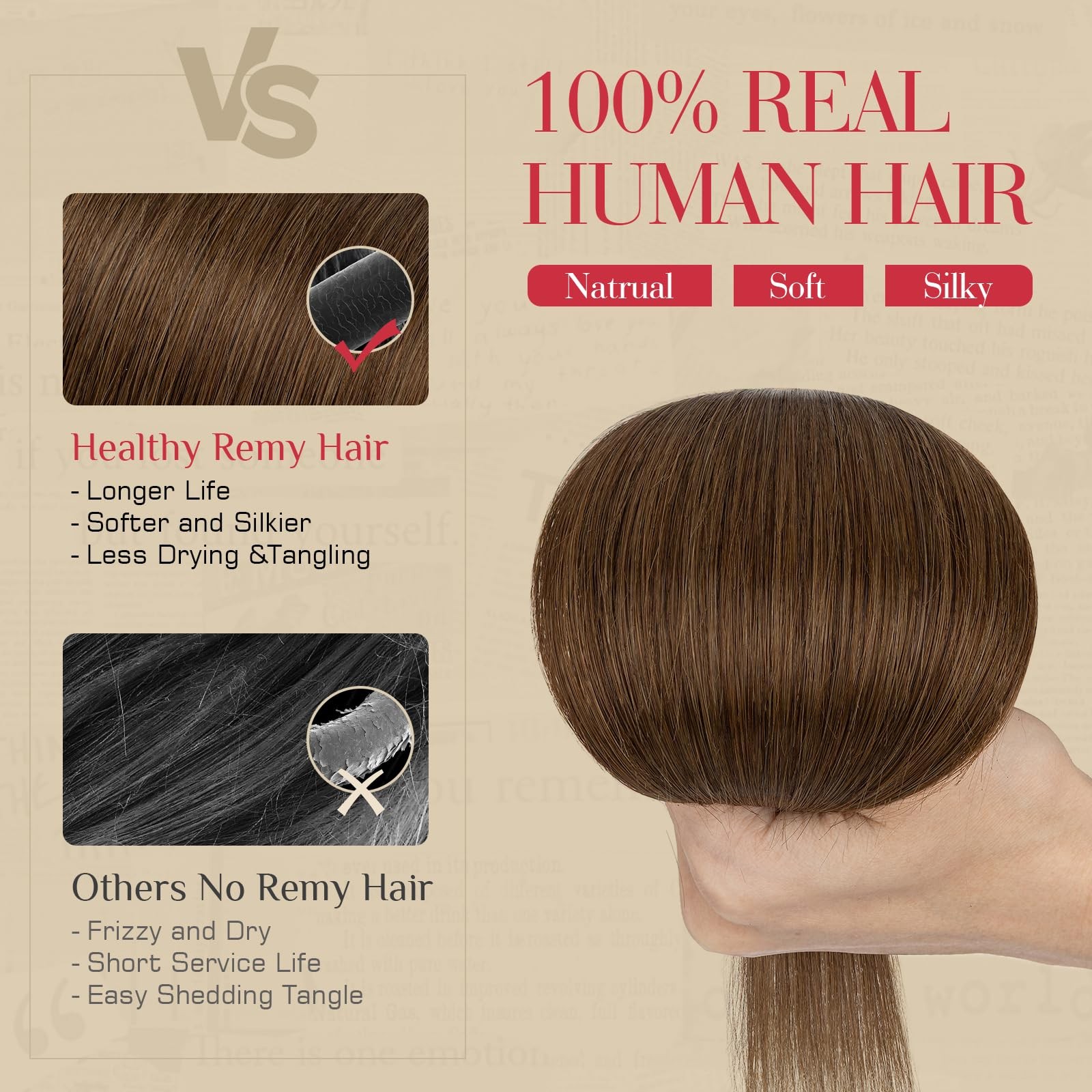 Rich Choices Clip In Hair Extensions Real Human Hair-5 Pcs4Pcs Single Clip1Pcs