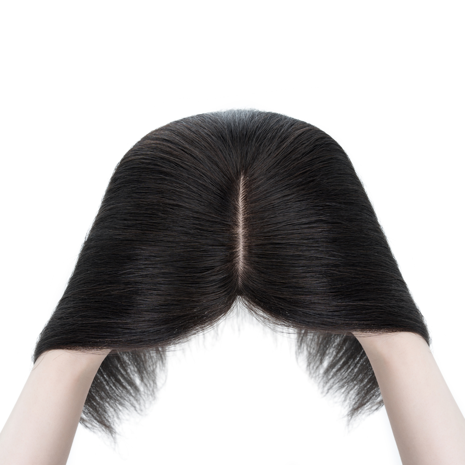 Top Topper Toupee Clip In Remy 100% Human Hair Silk Base Wiglet THICK Piece Weft