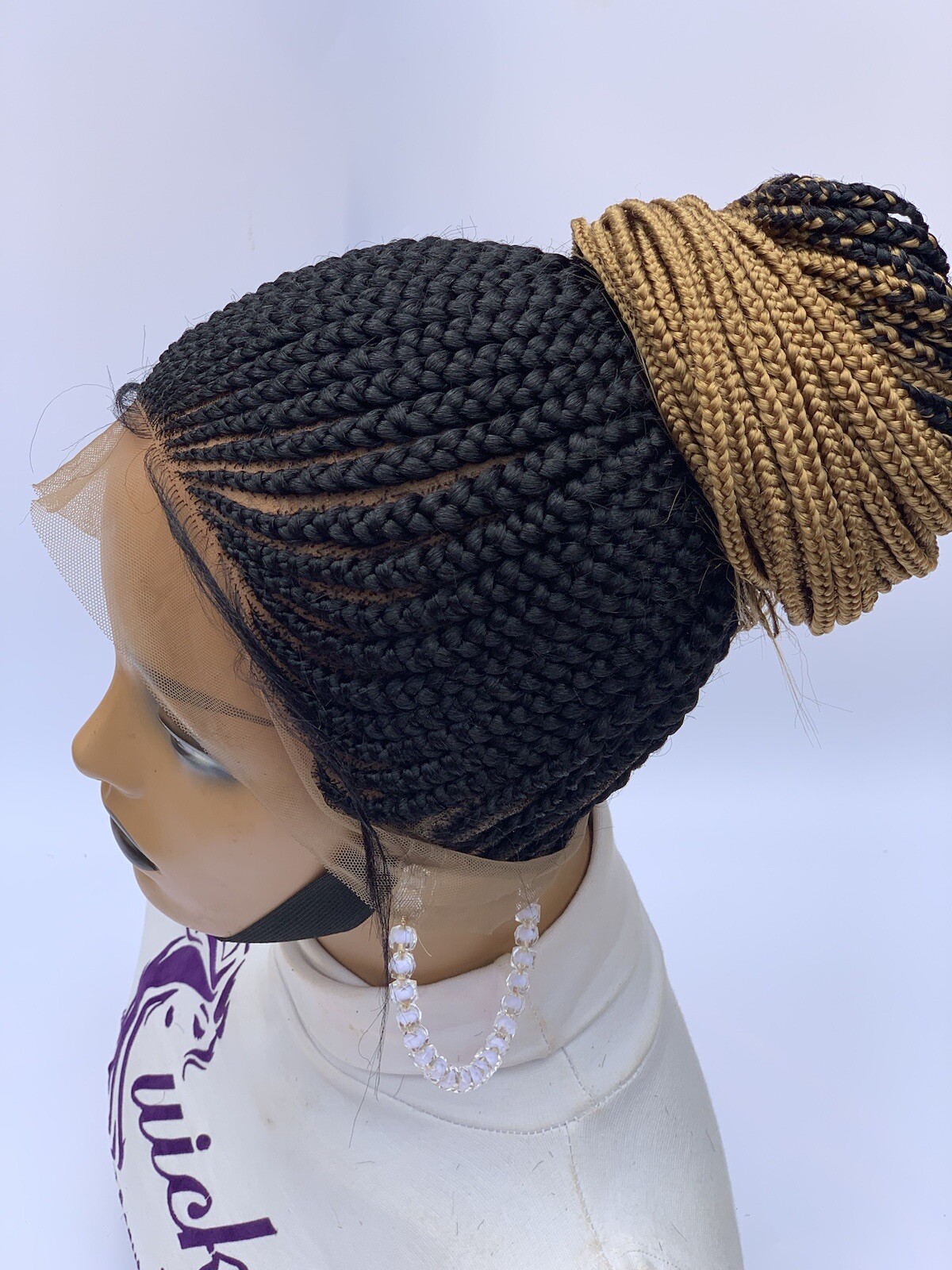 Updo Braids, Wig For Black Women, Ponytail Box Braids, Human Hair, Synthetic