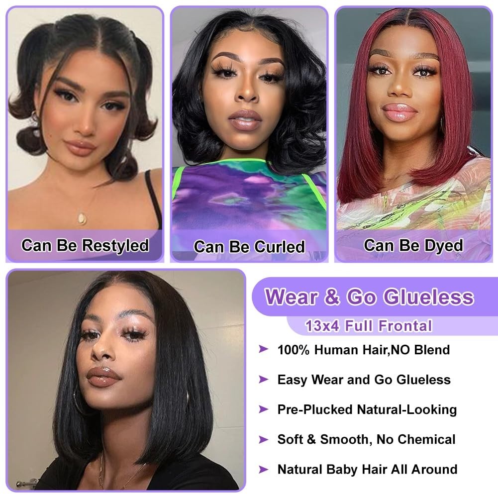 Bob Wig Human Hair 13×4 Lace Front Wig Human Hair Pre Plucked Short Straight Wig
