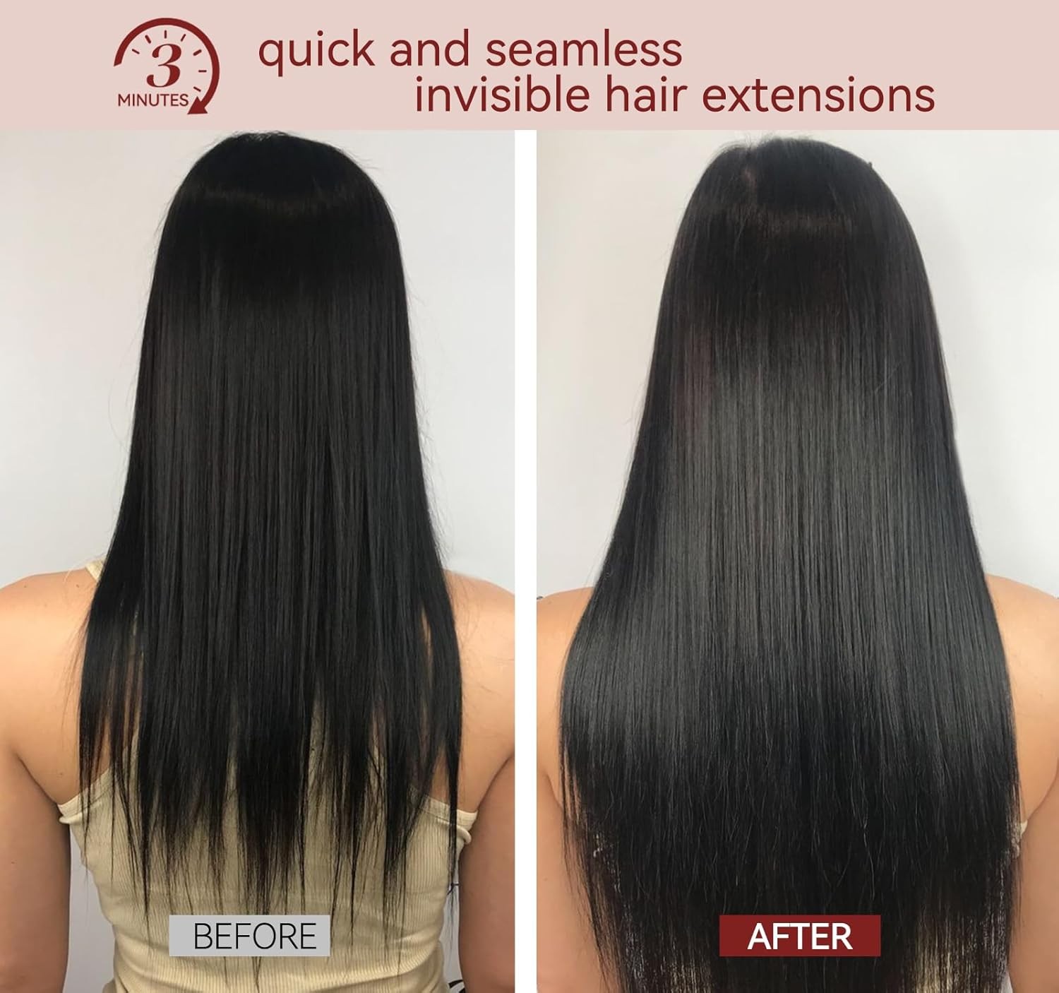 LOVELINE Luxury Remy 14-inch Clip-in Hair Extensions for Women — 110g, Jet Black