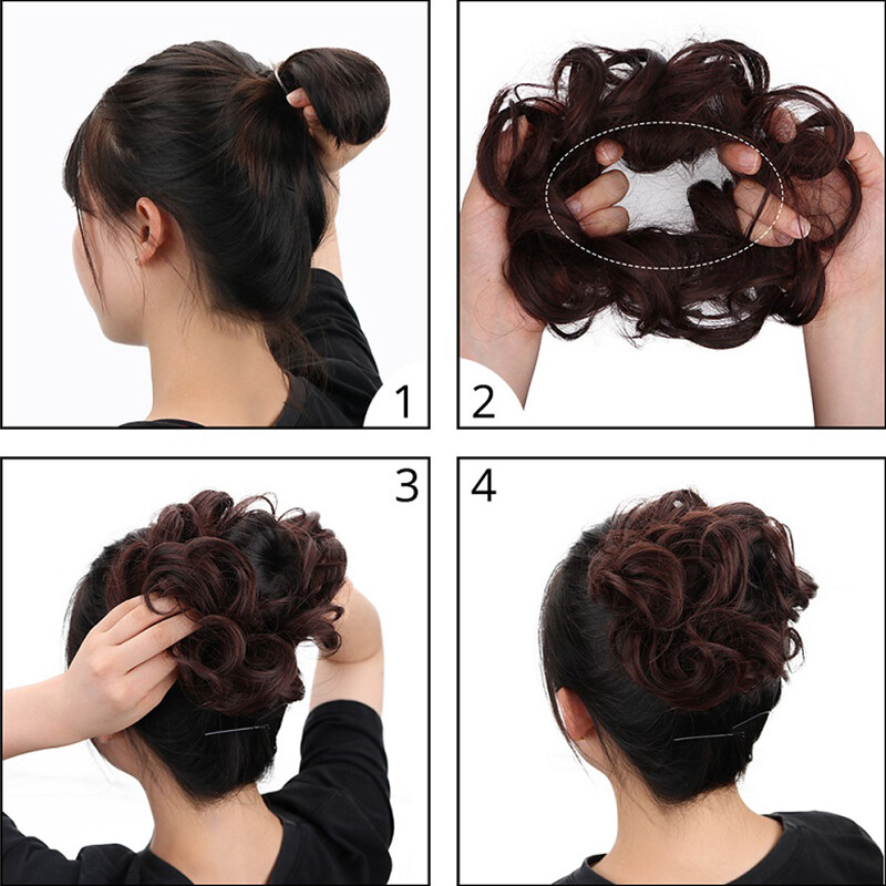 45g Curly Messy Bun Hair Piece Scrunchie Updo Cover Hair Extension Real As Human