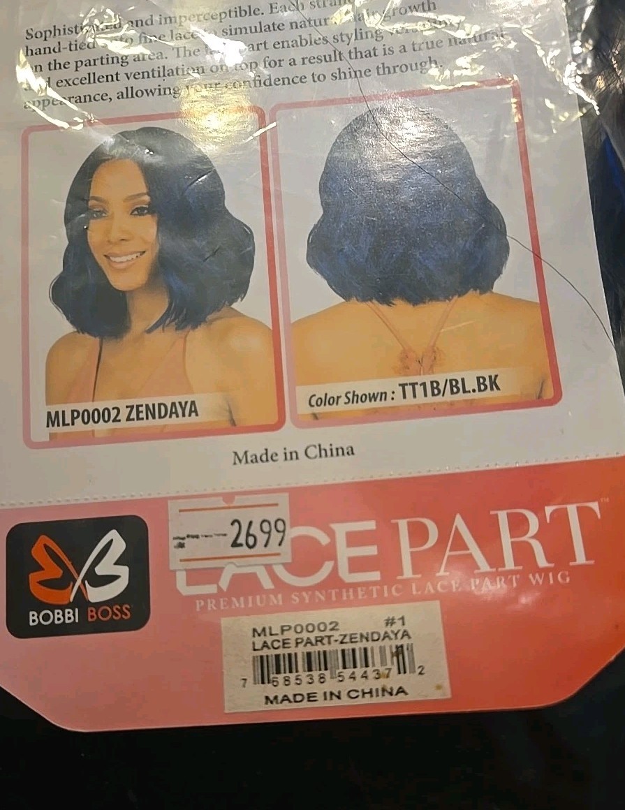 Bobbi Boss Premium Synthetic Lace Part Wig – MLP0002 ZENDAYA Color 1 BLACK