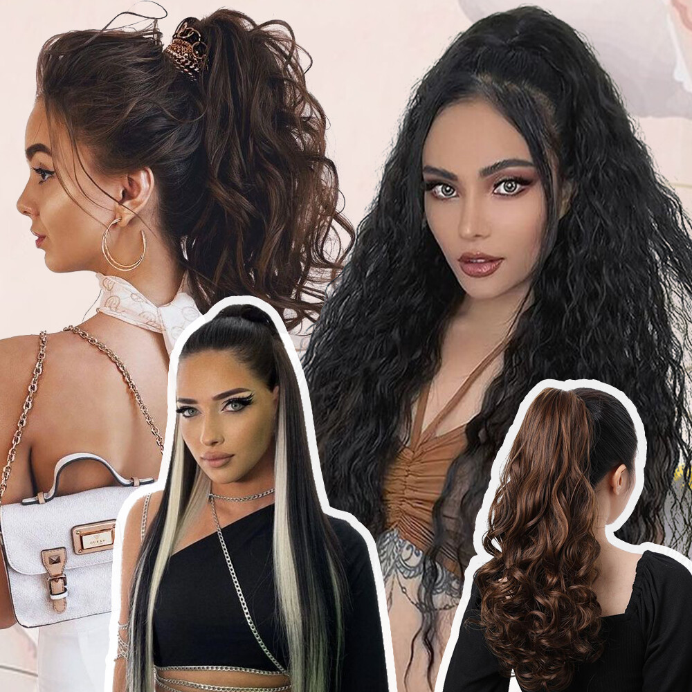 Claw Clip Ponytail Hair Extensions Real As Human Pony Tail Long Wavy Hairpiece