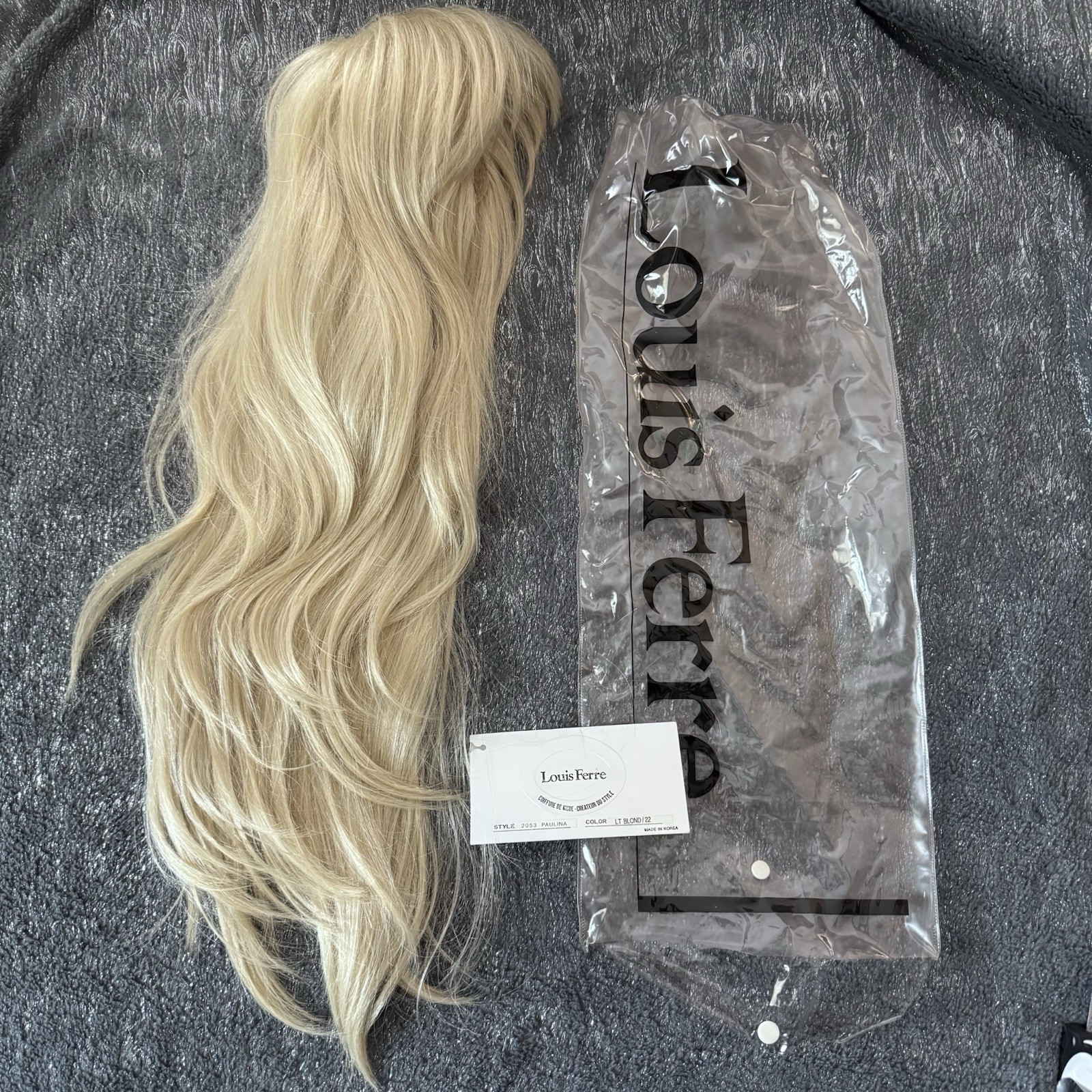 Louise Ferre Long Lt Blonde Wig Wispy Bang Mono Top “Paulina” Style 2053