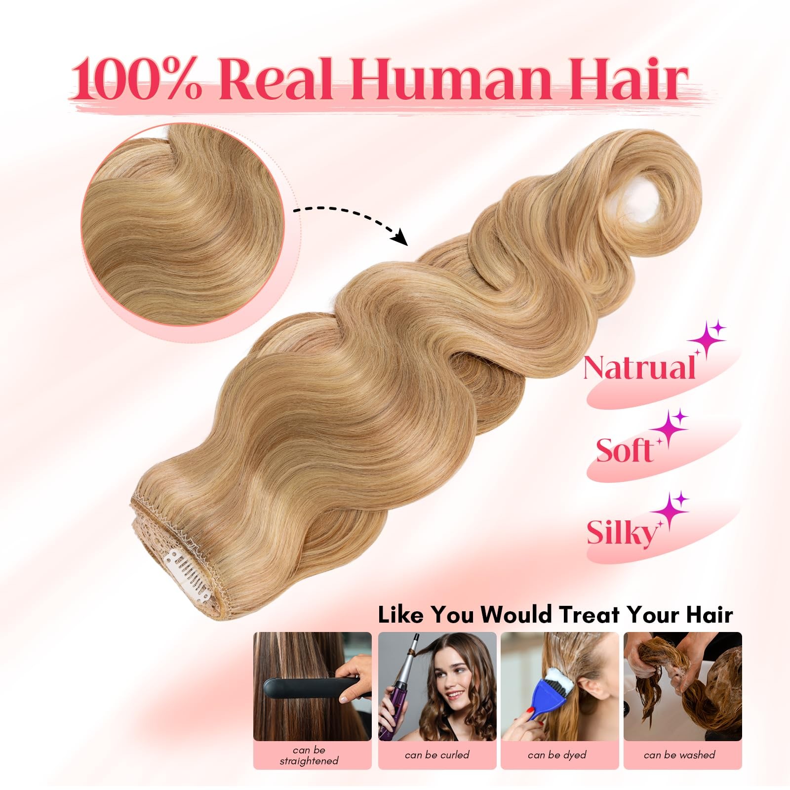 Rich Choices Halo Hair Extensions Real Human Hair Wave Wire In Hair Extensions
